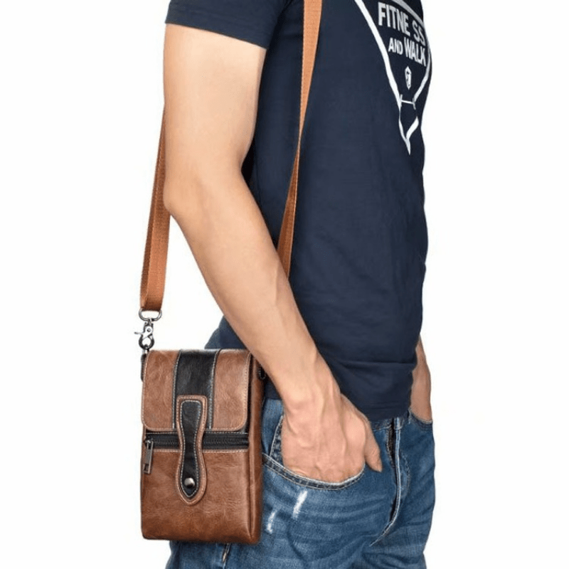 Men's Fashion Trendy PU Leather Outdoor Pocket  With Locking Hook