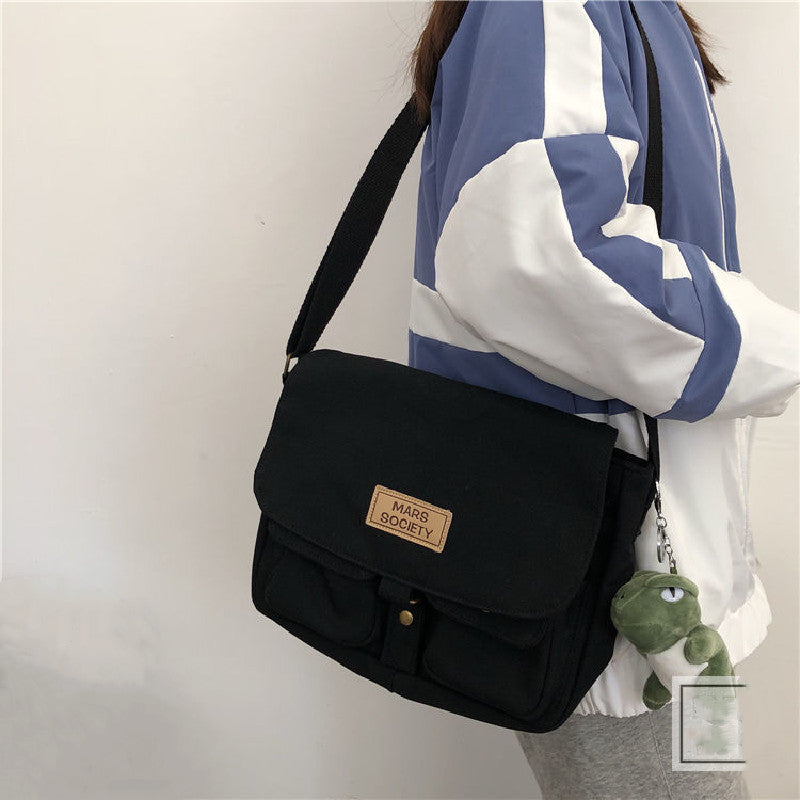1pc Simple Solid Colors Canvas Messenger Bags For Men, Fashion Teen School Crossbody Bags, Women Youth Shoulder Bag