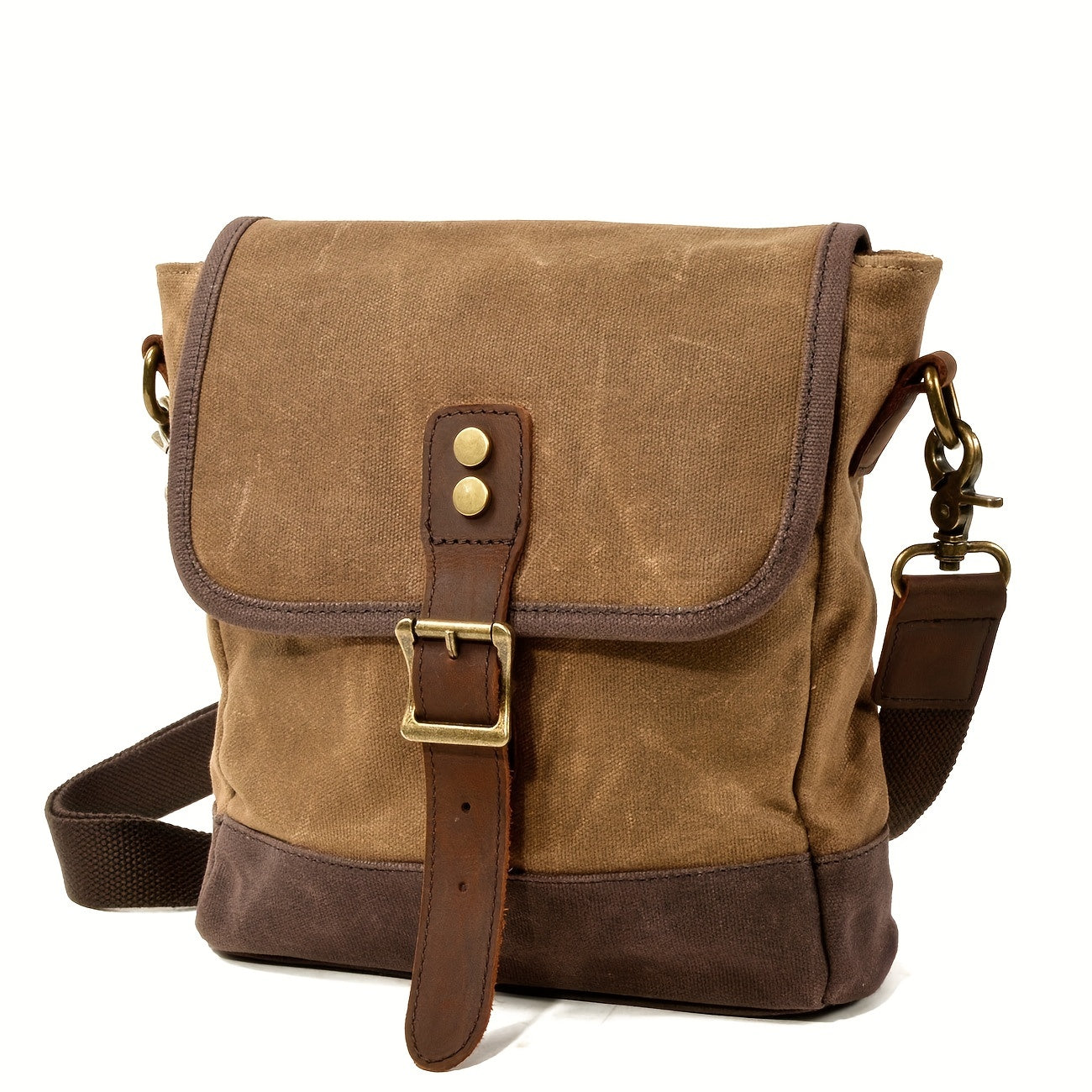 Men's New Fashion Crossbody Bag Shoulder Bag, Waxed Canvas With Leather Trim, Casual Outdoor Travel Bag
