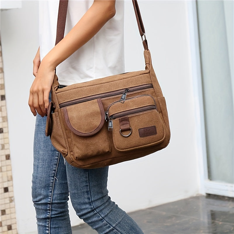 Men's Shoulder Bag New Canvas Large Capacity Shoulder Bag Multi-pocket Messenger Bag For Student Travel Casual Bag